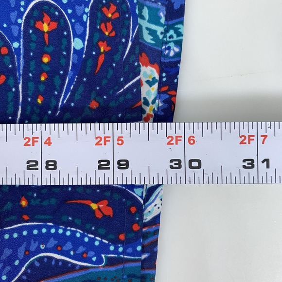 Lands End Blouse Womens 20W Blue Paisley Print Long Sleeve Button Up Shirt Top - Picture 9 of 12